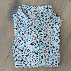 johnnie-O  Blue and Red Casual Polo